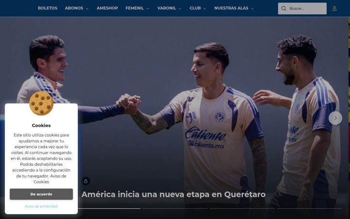 Screenshot of clubamerica.com.mx