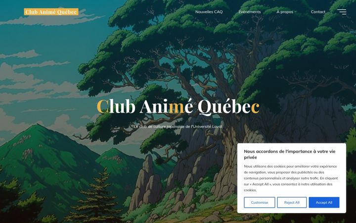 Skärmbild av clubanimequebec.ca