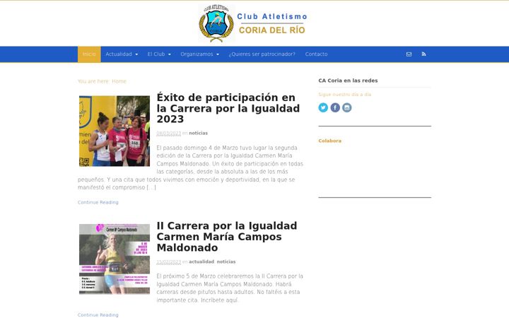 Ekrano kopija clubatletismocoria.org