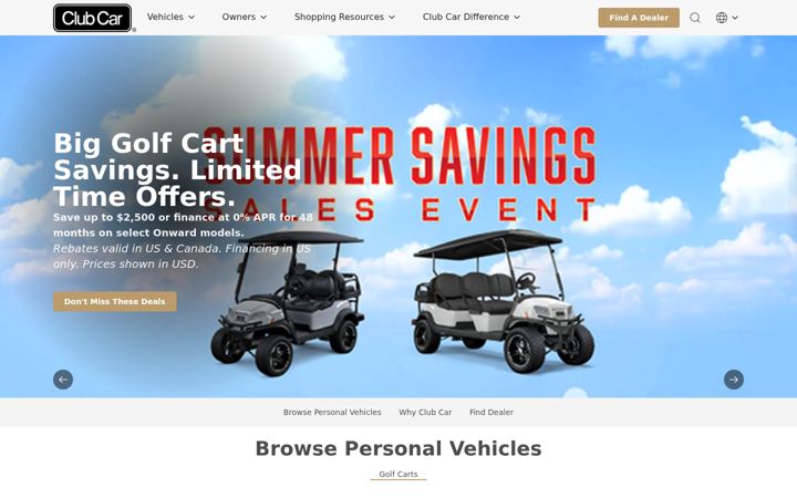 Screenshot of clubcar.com