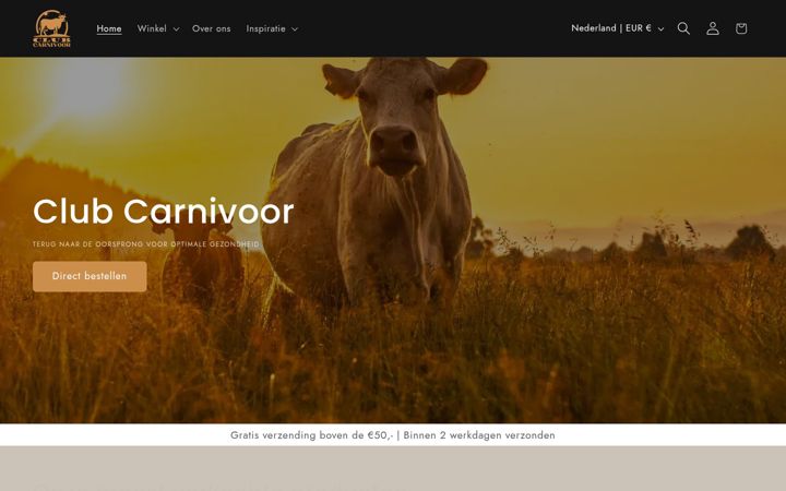 Snímek obrazovky clubcarnivoor.nl