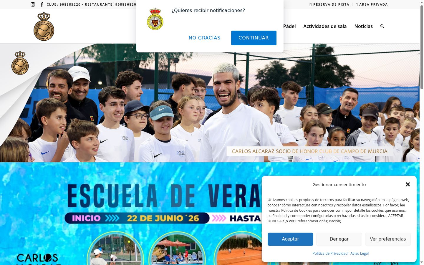Captura de ecrã do banner de consentimento apresentado antes de qualquer interação