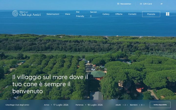 Screenshot of clubdegliamicicampingvillage.com