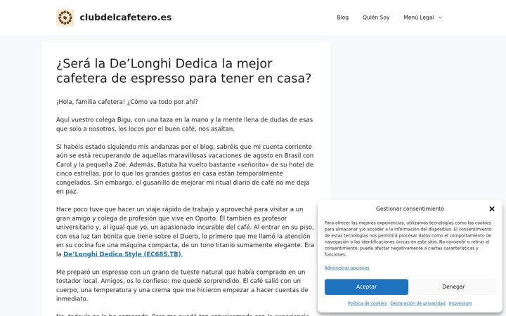 Ekraanipilt saidist clubdelcafetero.es