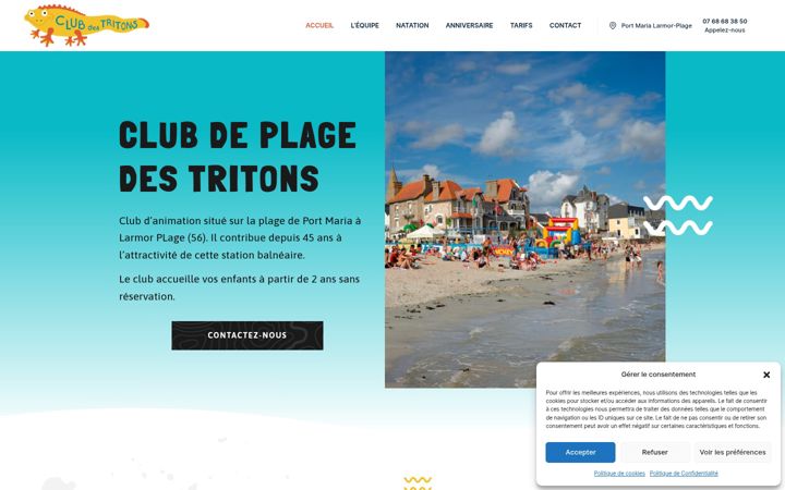 Screenshot stránky clubdeplagetritons.fr