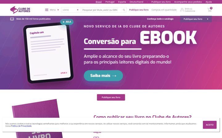 Screenshot of clubedeautores.com.br