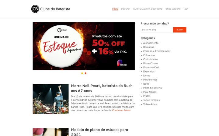 Screenshot ta' clubedobaterista.com.br