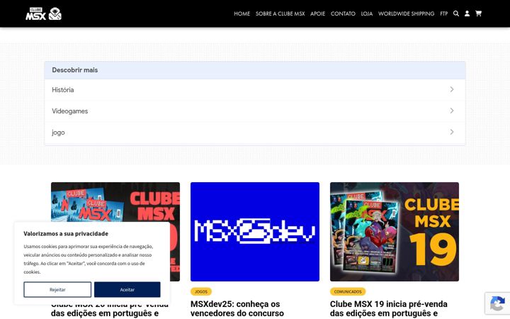 Captura de ecrã de clubemsx.com.br