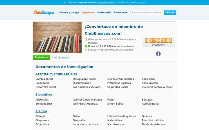 Screenshot of clubensayos.com