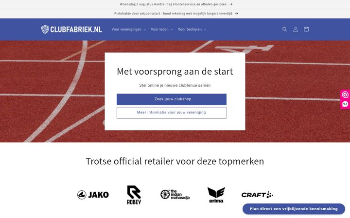 Snímek obrazovky clubfabriek.nl
