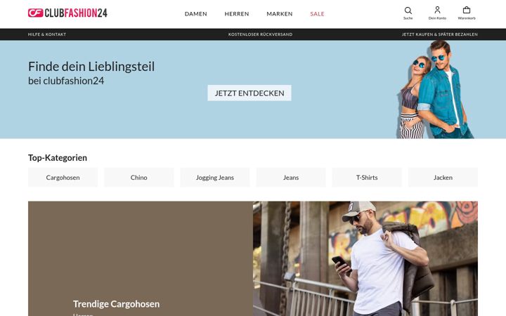 Screenshot of clubfashion24.de