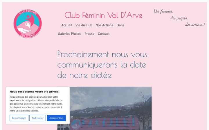 Snímek obrazovky clubfeminin74.fr