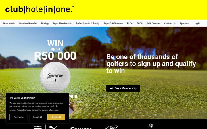 Екранна снимка на clubholeinone.co.za