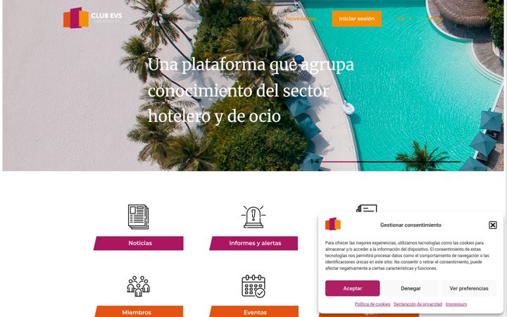 Posnetek zaslona clubhospitality.es