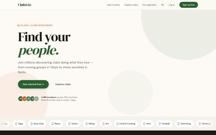 Screenshot of clubjoin.io