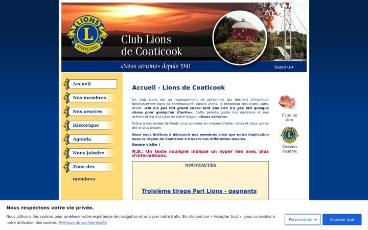 Captură de ecran a clublionscoaticook.org