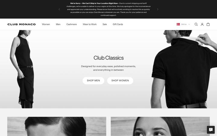 Screenshot of clubmonaco.com