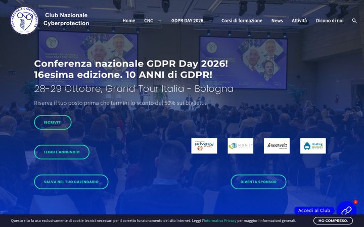 Screenshot of clubnazionalecyberprotection.it