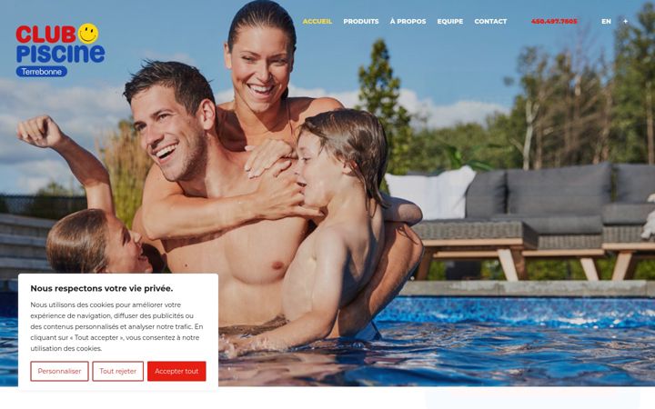 Screenshot of clubpiscineterrebonne.ca