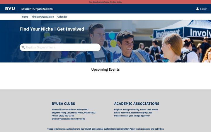 Screenshot von clubs-dev.byu.edu