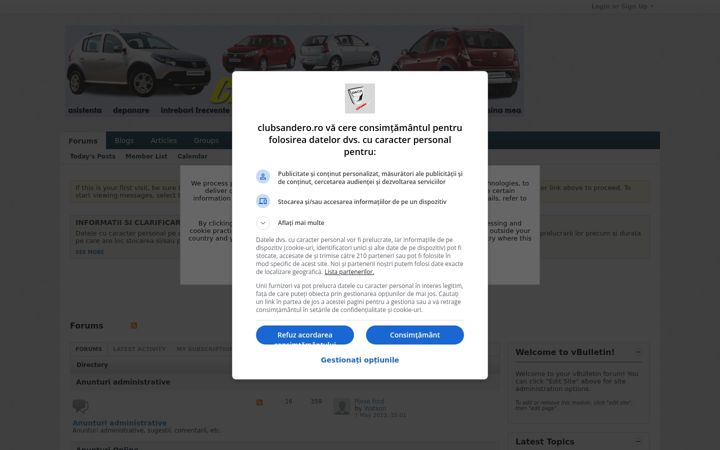 Zrzut ekranu clubsandero.ro