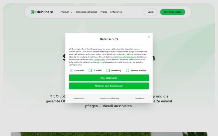 Screenshot of clubshare.io
