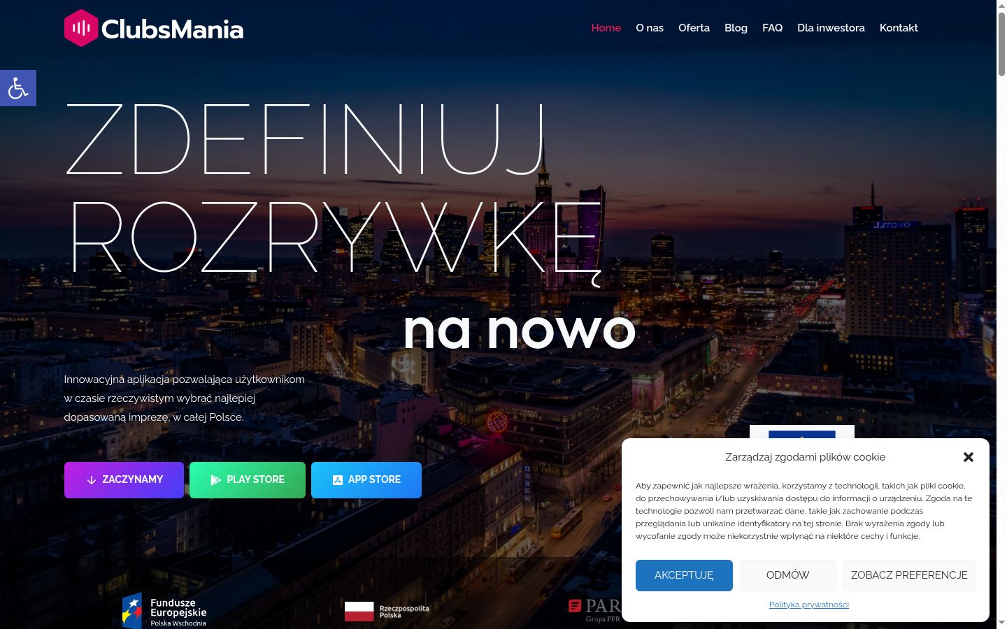 Ekrānuzņēmums ar piekrišanas baneri, kas tika rādīts pirms jebkādas mijiedarbības