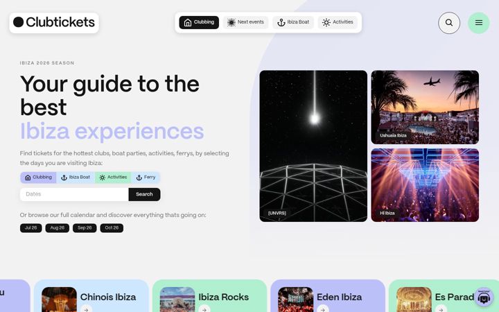Screenshot ta' clubtickets.com