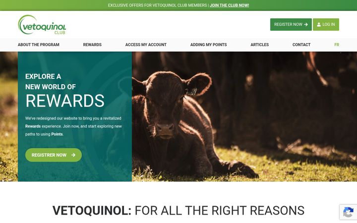Skärmbild av clubvetoquinol.ca