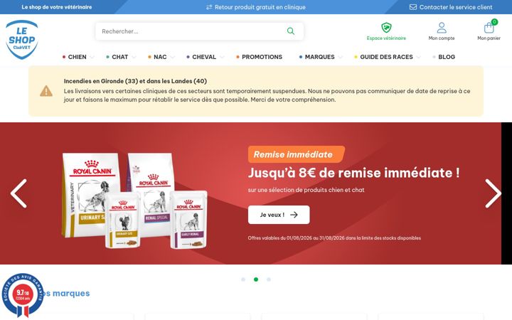 Captura de pantalla de clubvetshop.fr