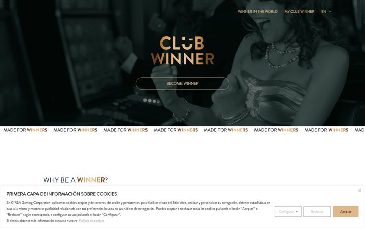Screenshot of clubwinner.com