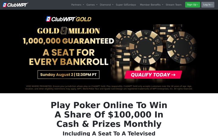 Screenshot of clubwpt.com