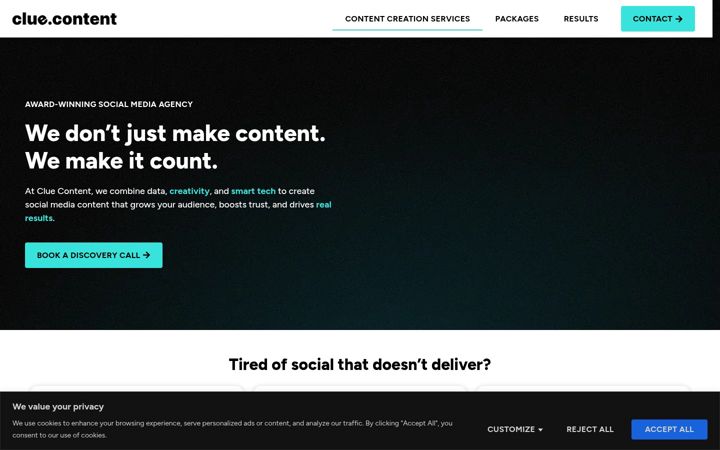 Screenshot of cluecontent.com