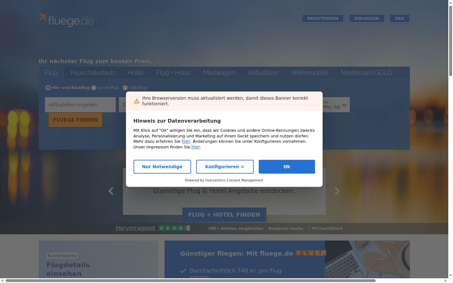Capture d'écran de la bannière de consentement affichée avant toute interaction