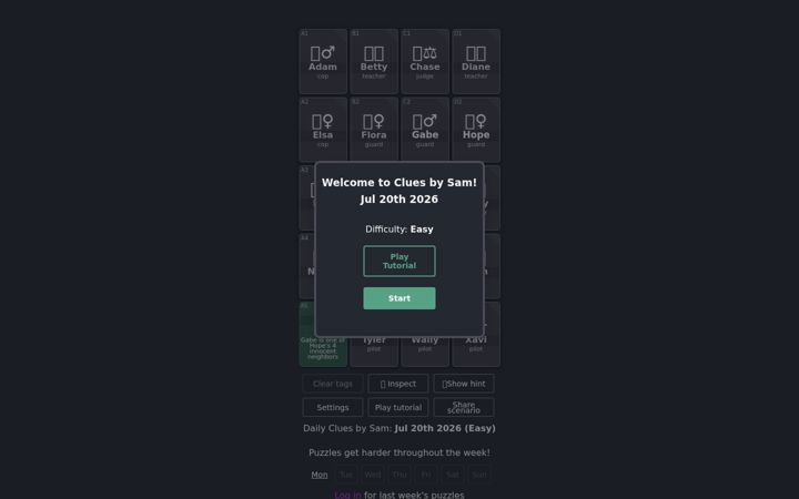 Screenshot of cluesbysam.com