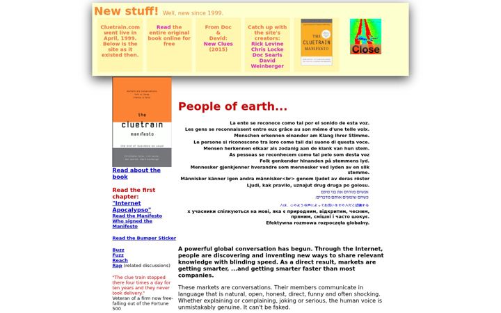 Screenshot of cluetrain.com