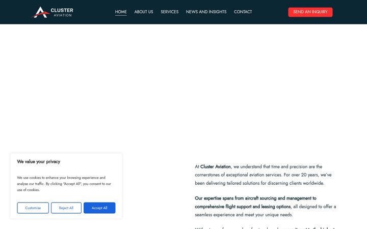 Screenshot of clusteraviation.com