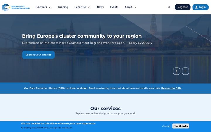 Screenshot of clustercollaboration.eu