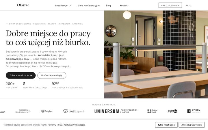 Screenshot of clusteroffices.com