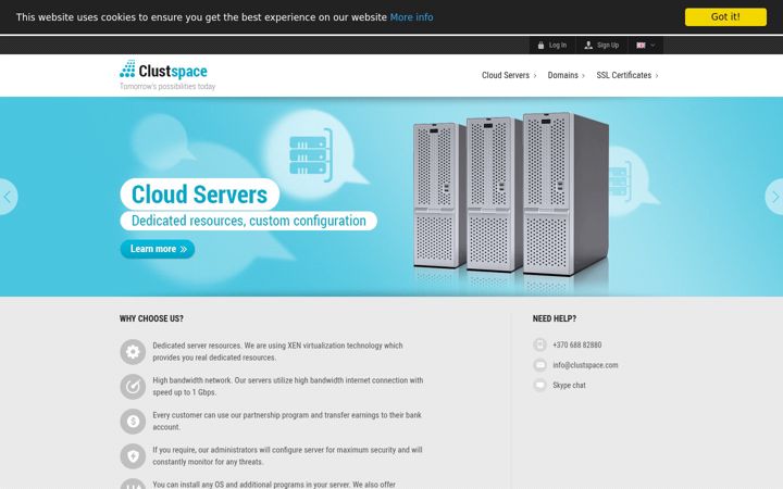 Screenshot of clustspace.com