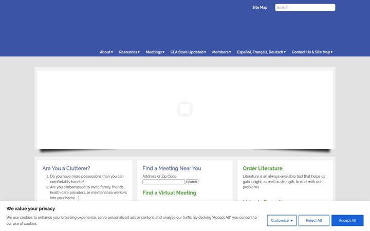 Screenshot of clutterersanonymous.org