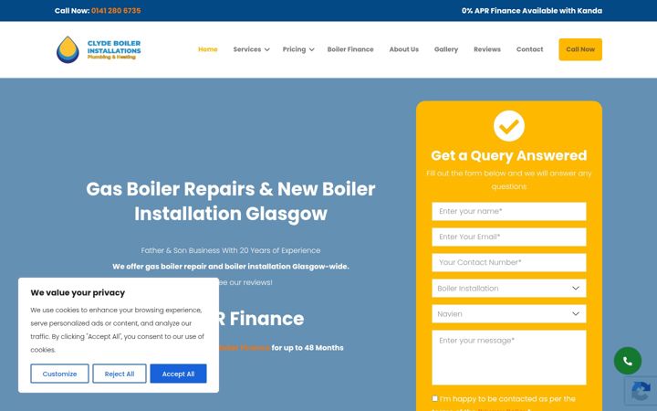 Screenshot of clydeboilerinstallationsglasgow.co.uk