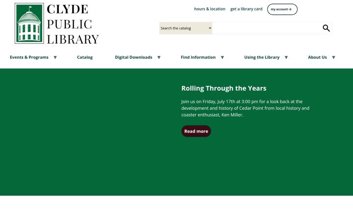 Screenshot of clydelibrary.org