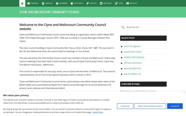 Screenshot of clyneandmelincourtcommunitycouncil.org