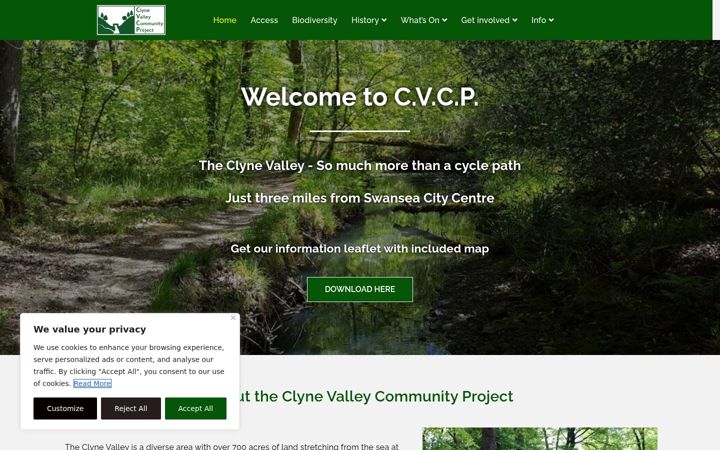 Screenshot of clynevalleycommunityproject.uk