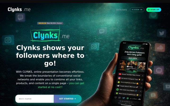 Screenshot of clynks.me