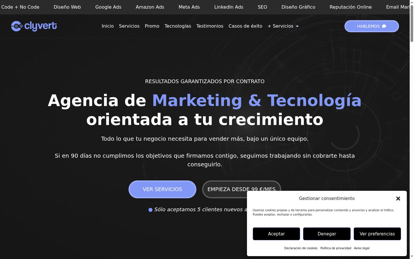 Screenshot del banner di consenso mostrato prima di qualsiasi interazione