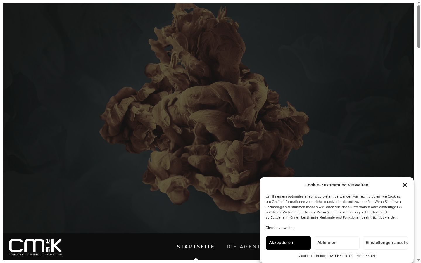 Screenshot of the consent banner shown before any interaction