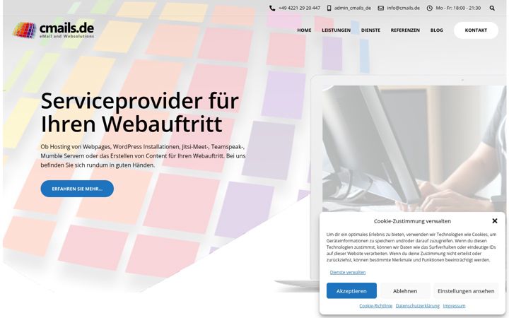Screenshot of cmails.de