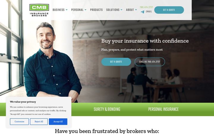 Screenshot of cmbinsurance.ca